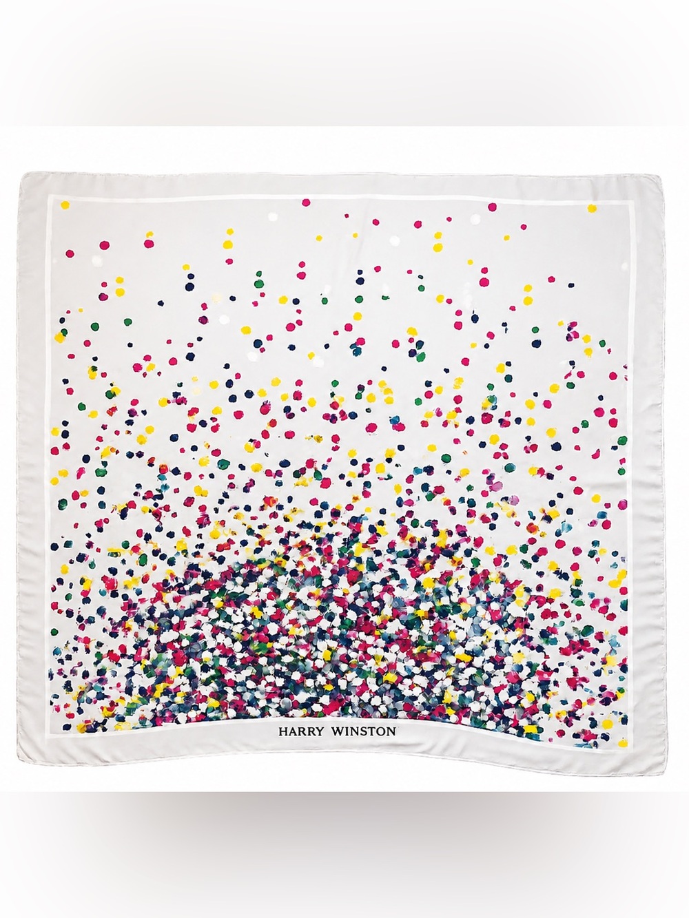 Harry Winston Large Multicolor Confetti Dot Print Square Scarf Hand-Rolled Edges
